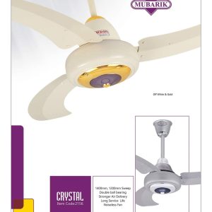 Mubark Ceiling Fan 56″- Cooper Wire ( Off White & Gold ) Crystal