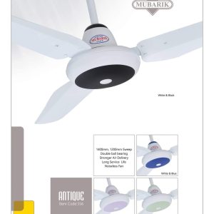 Mubark Ceiling Fan 56″- Cooper Wire ( White & Black) Antique