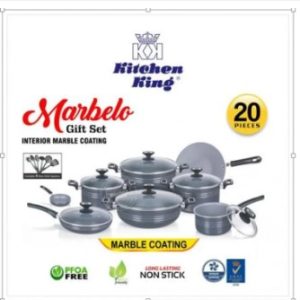 kitchen King Marbelo Non stick Cookware Gift Set – 20 Pieces