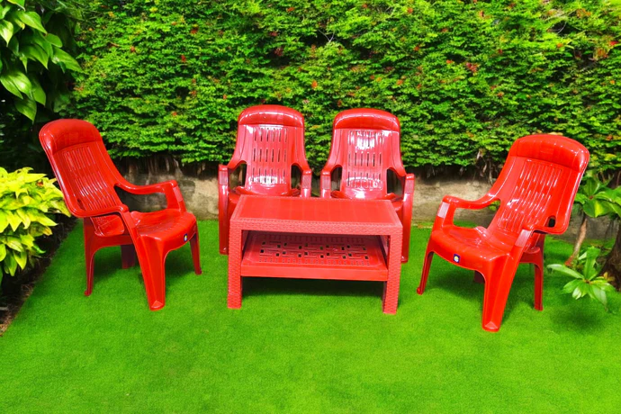 BOSS Mughal-e-Azam High Back Plastic Chair Set with BP-370 Double Shelf Table - Image 2