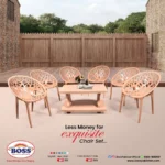 BOSS Tree Chair Set with BP-335 Double Shelf Rattan Table