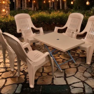 BOSS Mughal-e-Azam High Back Plastic Chair Set with BP-214-s Folding Steel Plastic Table