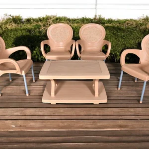 BOSS Carmen Rattan Chair Set with BP-335 Double Shelf Rattan Table