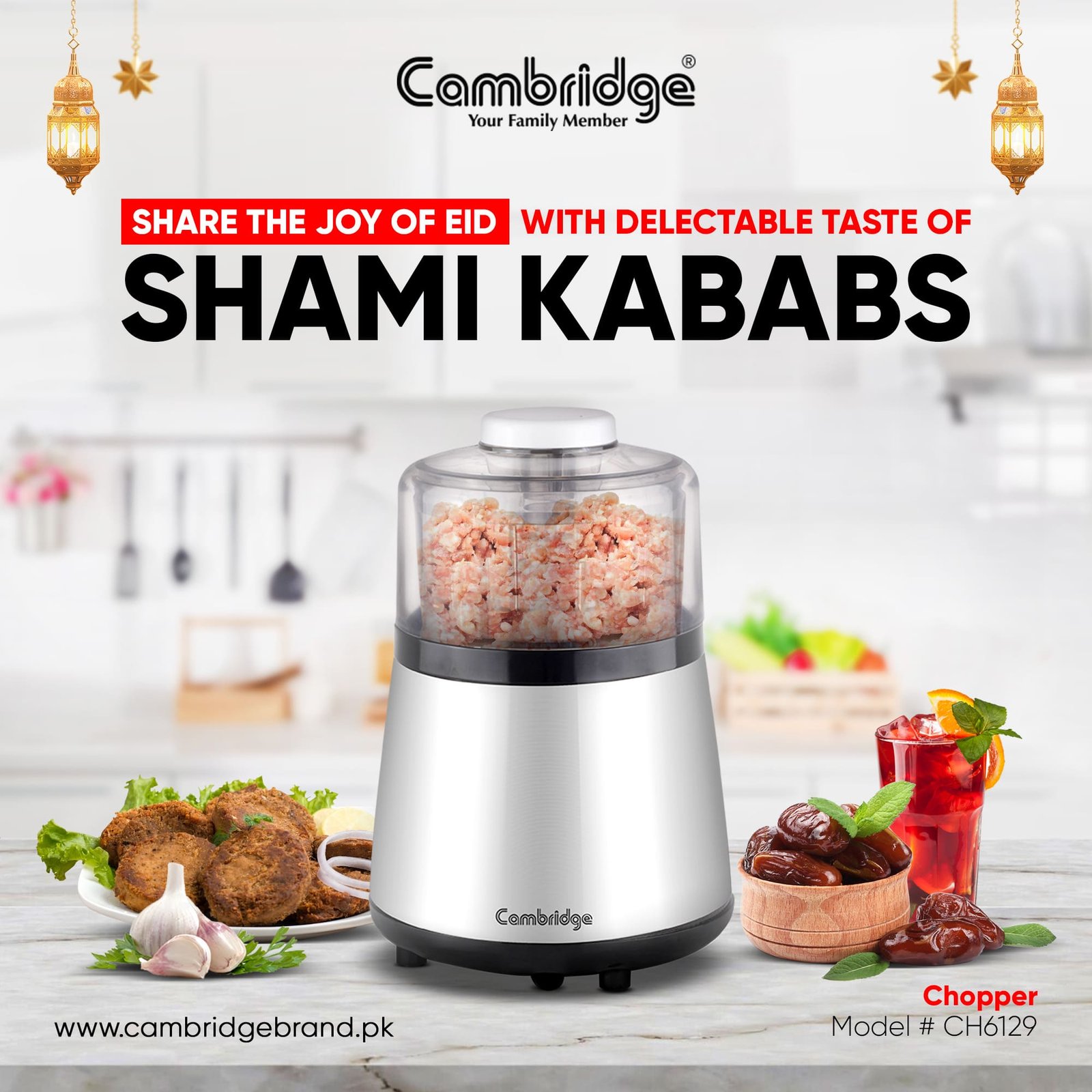 Cambridge Chopper 800W Black & Silver Ch-6129