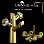 Sonex Sanitary Fittings ALMAS PLUS 5184-5183 Gold Bath Set